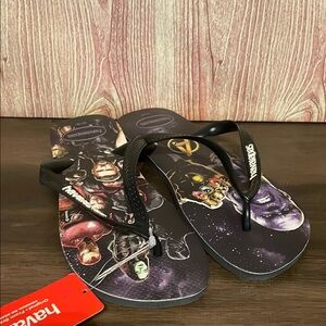 New Men’s Havaianas Superhero Avengers Black Flip Flops